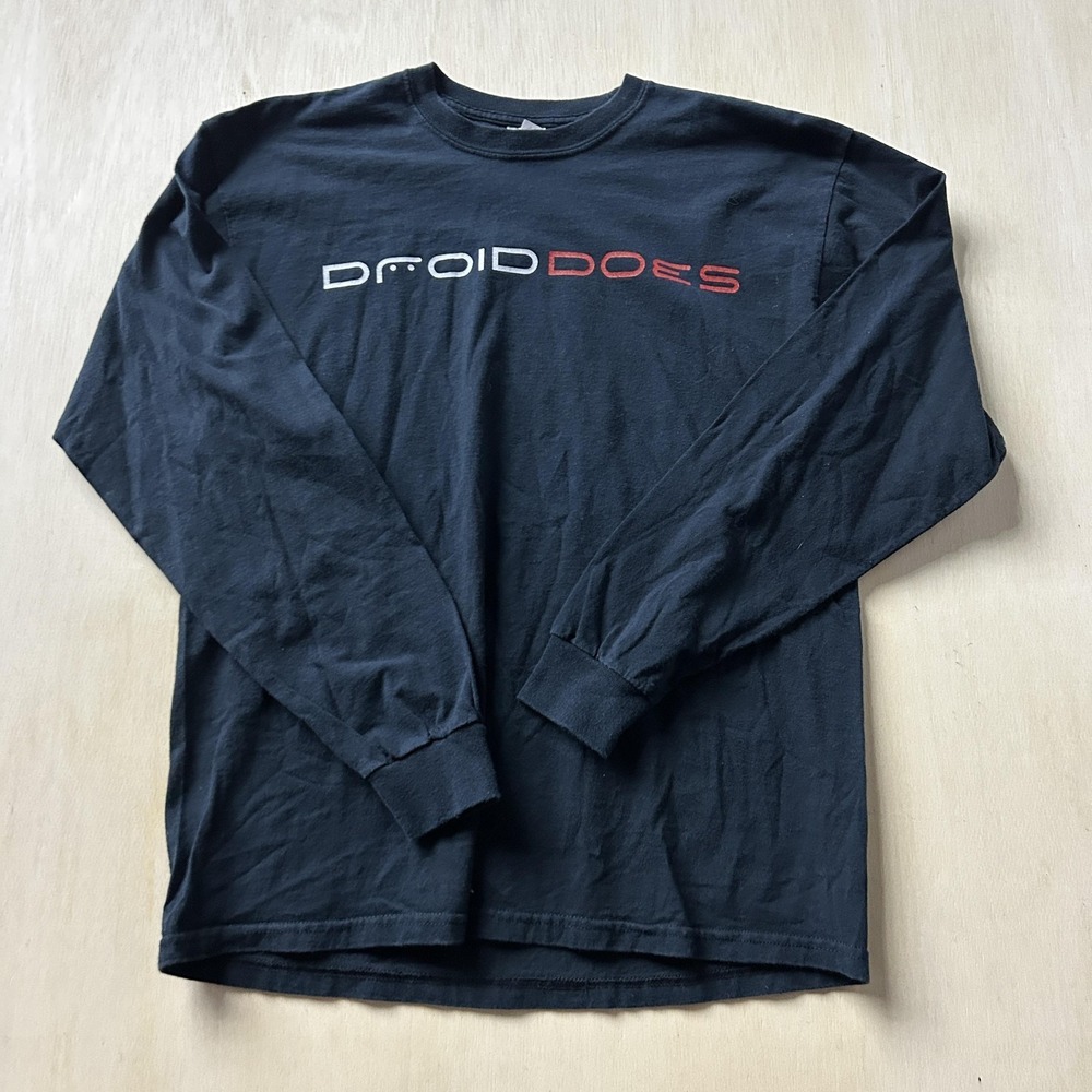 Y2K Droid Does Motorola Android Gildan Shirt Mens Large Graphic Long Sleeve Tee